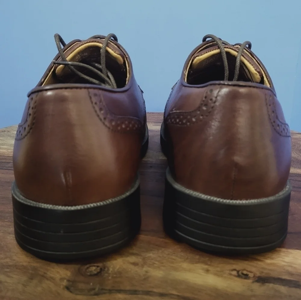 Drew Clayton Wingtip Oxford Comfort Shoe Brown Leather Men's 9.5
